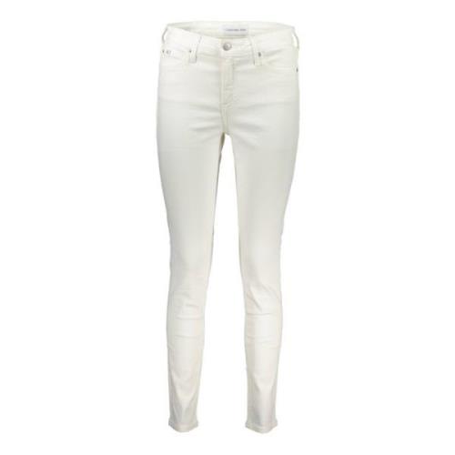 Witte Skinny Denim Jeans met Logo Calvin Klein , White , Dames