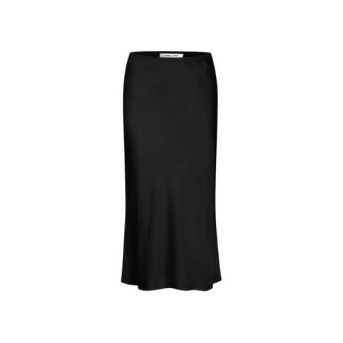 Zwarte Midi Rok Slim Fit Bias Cut Samsøe Samsøe , Black , Dames