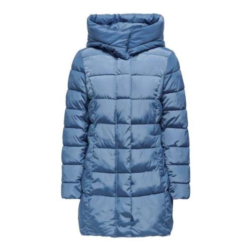 Gewatteerde Winterjas met Capuchon Only , Blue , Dames