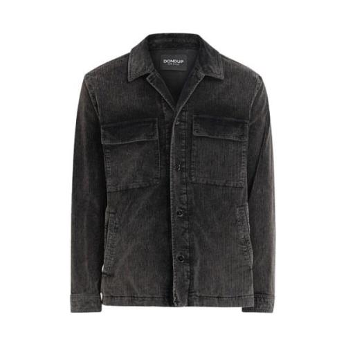 Ribfluwelen Overshirt in Grijs Dondup , Gray , Heren