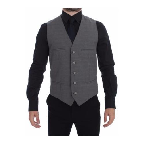 Grijze Slim Fit Jurk Vest Dolce & Gabbana , Gray , Heren