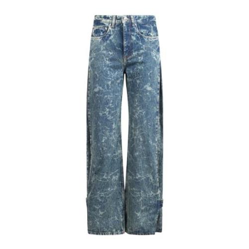 Wijdvallende Plooi Detail Jeans Paco Rabanne , Blue , Dames