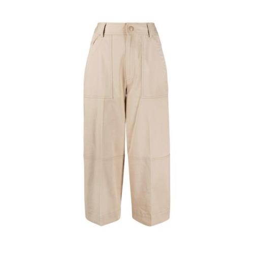 Culottes in katoen-elastaanmix Moncler , Beige , Dames