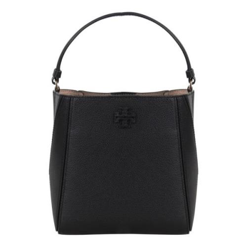 Stijlvolle Bucket Tas met Logo Detail Tory Burch , Black , Dames