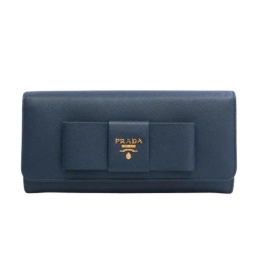 Pre-owned Leather wallets Prada Vintage , Blue , Dames