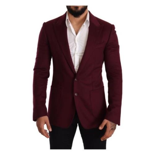 Maroon Cashmere Slim Fit Blazer Dolce & Gabbana , Brown , Heren