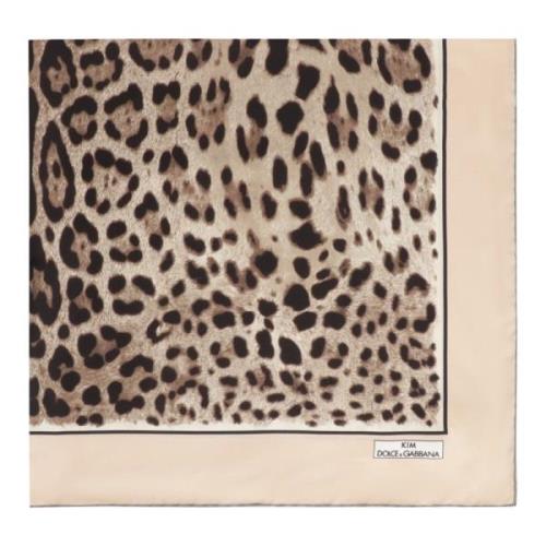 Luipaardprint Zijden Sjaal Dolce & Gabbana , Beige , Dames