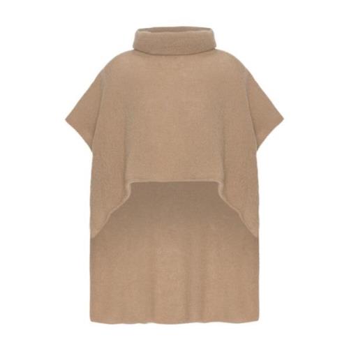 Elegante Mouwloze Rolhals Poncho American Dreams , Brown , Dames