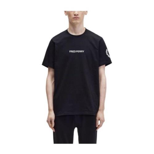 Grafisch T-shirt met iconisch logo Fred Perry , Black , Heren