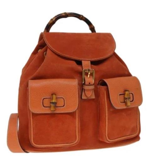 Pre-owned Suede backpacks Gucci Vintage , Orange , Dames