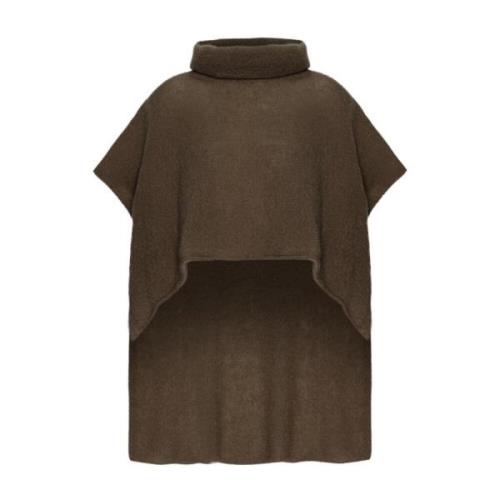 Donkerbruine Mouwloze Rolnek Poncho American Dreams , Brown , Dames