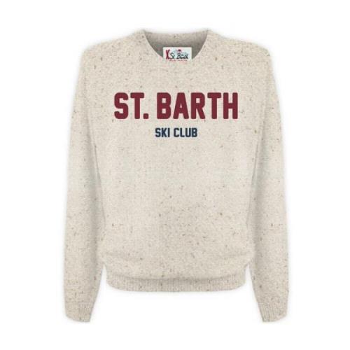 Luxe Wol Crewneck Sweater MC2 Saint Barth , Beige , Heren