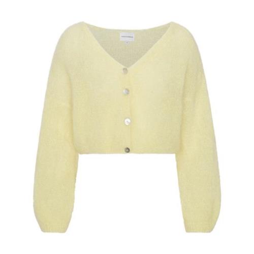 Lichtgele Geknipte Mohair Cardigan American Dreams , Yellow , Dames