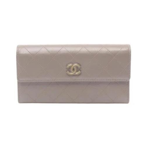 Pre-owned Leather wallets Chanel Vintage , Gray , Dames