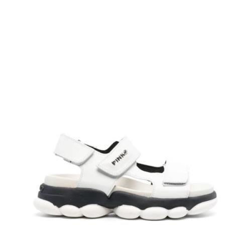 Witte Leren Casual Open Sandalen Pinko , White , Dames