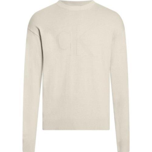 Beige Sweater Ronde Hals Elastische Manchetten Calvin Klein , Beige , ...