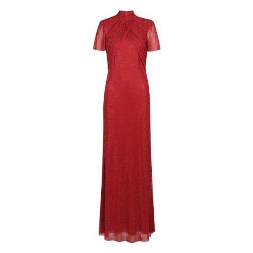 Rode Strass Mesh Maxi Jurk Self Portrait , Red , Dames