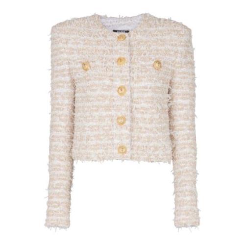 Geknipte tweedjas Balmain , Yellow , Dames