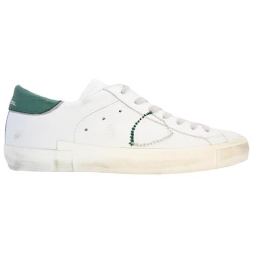 Geborduurde lage top sneakers in wit/groen Philippe Model , White , He...