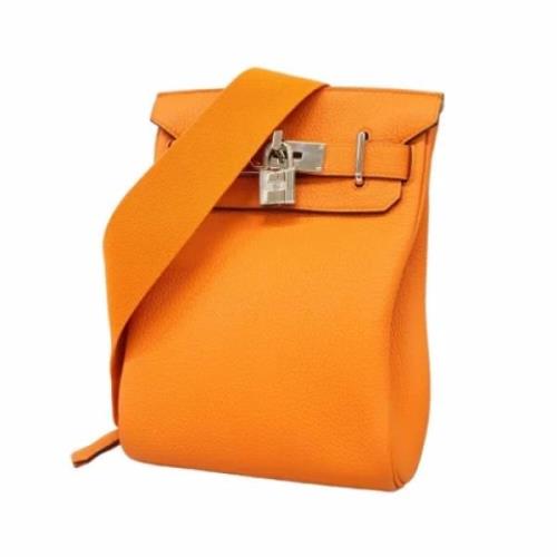 Pre-owned Leather handbags Hermès Vintage , Orange , Dames