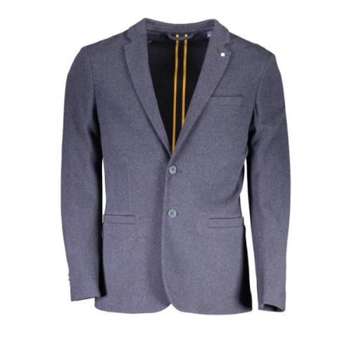 Klassieke Blauwe Herenjas Met Knoopsluiting Gant , Blue , Heren