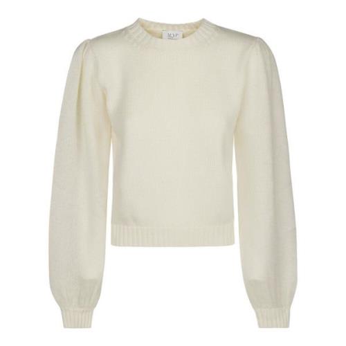 Mohair Wol Crewneck Gebreide Trui MVP wardrobe , Beige , Dames