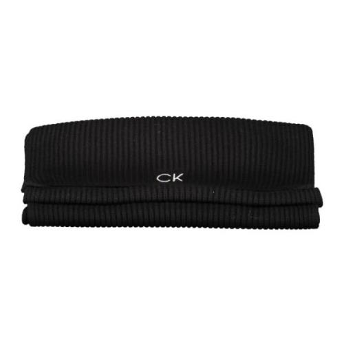 Zwarte Heren Sjaal Geborduurd Logo Calvin Klein , Black , Heren