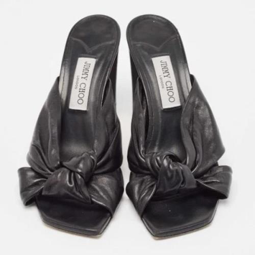 Pre-owned Leather sandals Jimmy Choo Pre-owned , Black , Dames