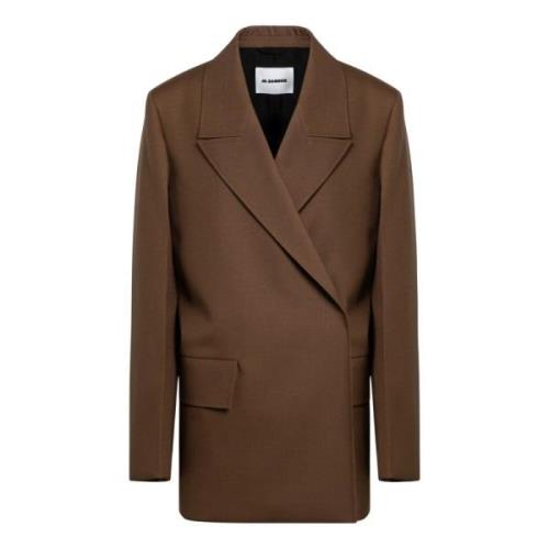 Dubbelborstige Jas Jil Sander , Brown , Dames