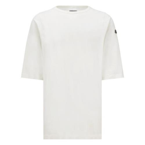 Witte Crewneck T-shirt met Patch Logo Moncler , White , Heren