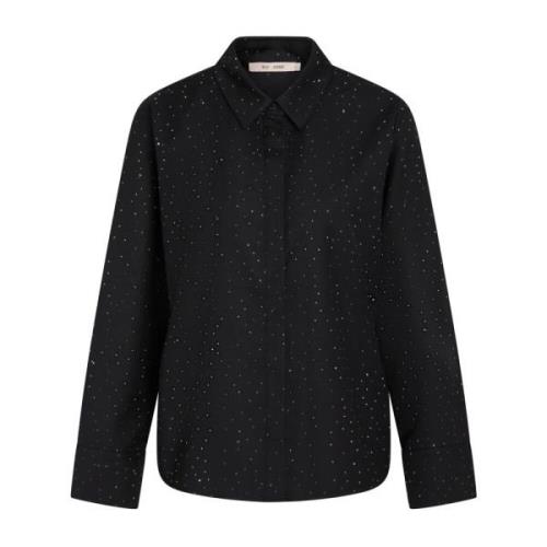 Zwarte Shirt met Hoge Manchetten RUE de Femme , Black , Dames