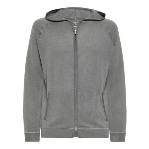 Merino wol volledige rits hoodie Boggi Milano , Green , Heren