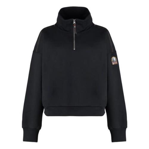 Katoenen sweatshirt met logopatch Parajumpers , Black , Dames