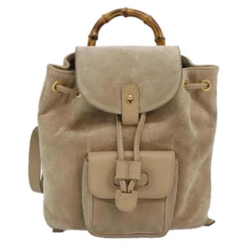 Pre-owned Leather backpacks Gucci Vintage , Beige , Dames