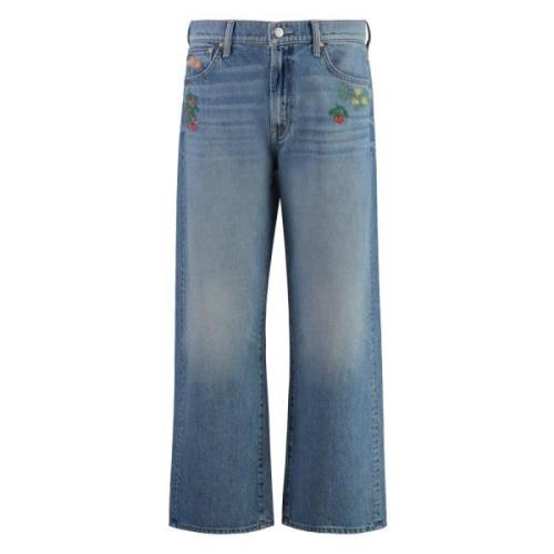 Contrast Gestikte Enkel Jeans Mother , Blue , Dames