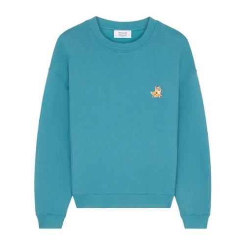 Geborduurde katoenen sweatshirt met ronde hals Maison Kitsuné , Blue ,...