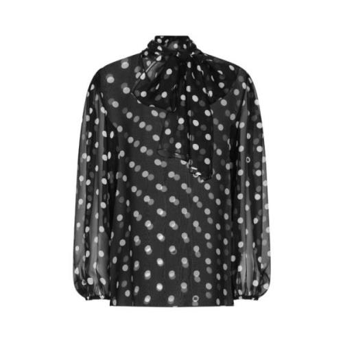 Zwarte gestippelde blouse Dolce & Gabbana , Black , Dames