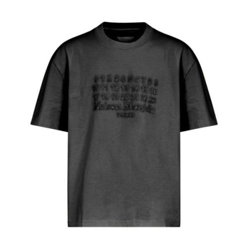 Zwart T-shirt met geborduurd logo Maison Margiela , Black , Heren