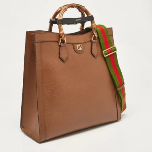 Pre-owned Leather totes Gucci Vintage , Brown , Dames