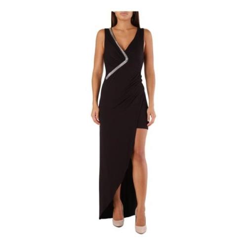 Elegante Maxi Jurk met Kettingdetail MET , Black , Dames