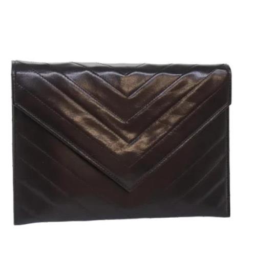 Pre-owned Leather clutches Saint Laurent Vintage , Black , Dames