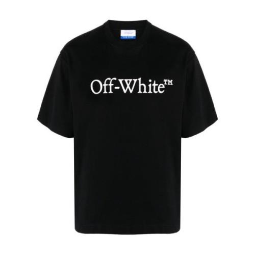 Zwarte Katoenen Logo Print T-shirts en Polos Off White , Black , Heren