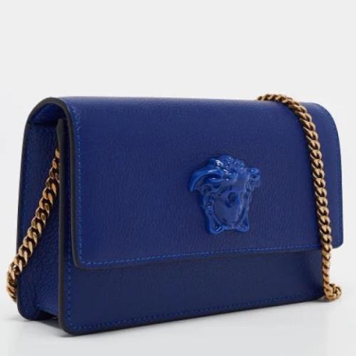 Pre-owned Leather clutches Versace Pre-owned , Blue , Dames