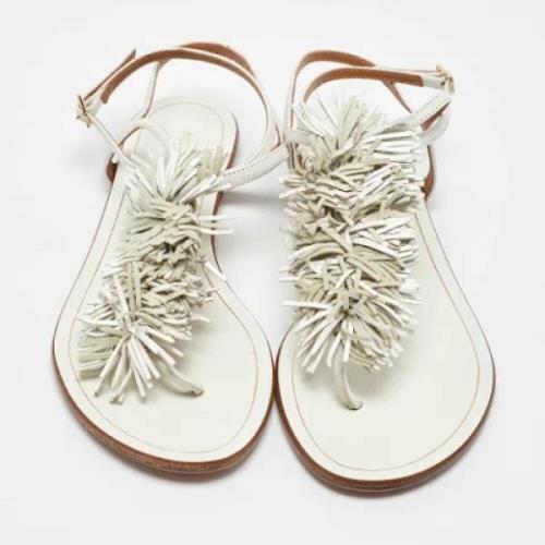 Pre-owned Leather sandals Aquazzura Pre-owned , White , Dames