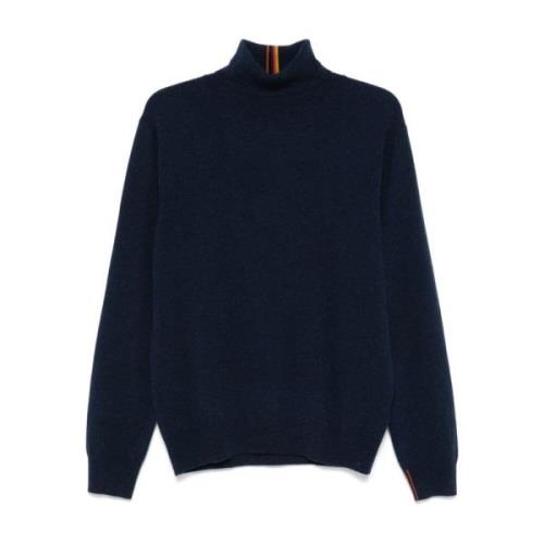 Navy Blauwe Kasjmier Gebreide Trui Paul Smith , Blue , Heren