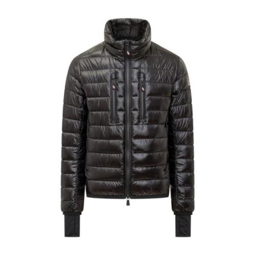 Zwarte Gewatteerde Jas met AquaGuard Rits Moncler , Black , Heren