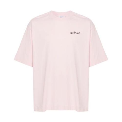 Roze Logo Print T-shirts en Polos Off White , Pink , Heren