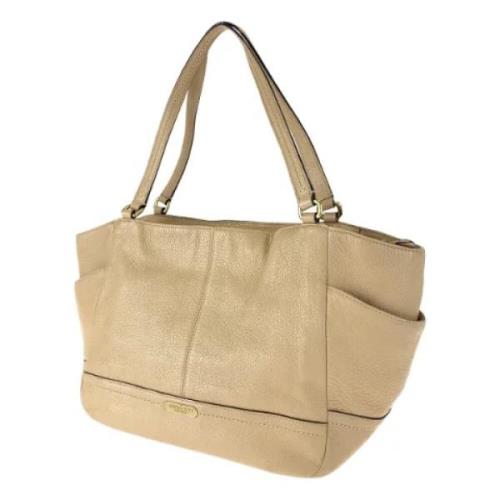 Pre-owned Leather handbags Coach Pre-owned , Beige , Dames