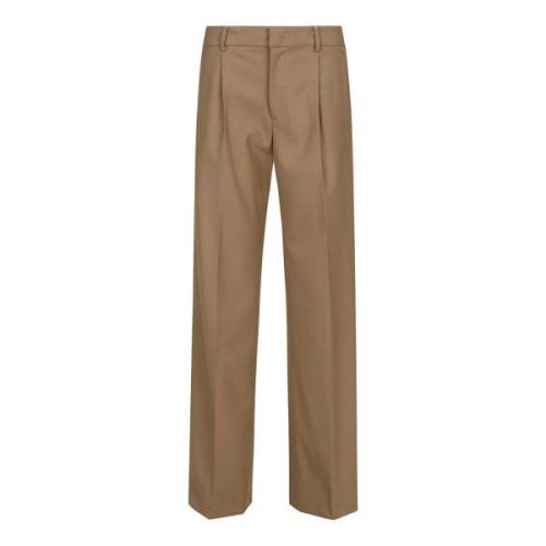 Wijde pasvorm wol Torino broek PT Torino , Brown , Dames