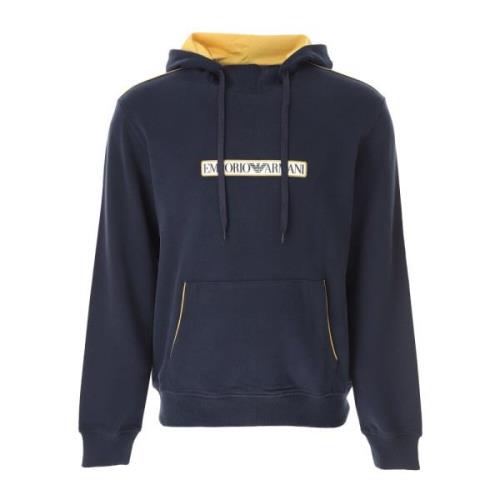 Logo Print Hoodie - Emporio Armani Emporio Armani , Blue , Heren